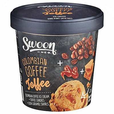 slide 1 of 1, Swoon by H-E-B Select Ingredients Colombian Coffee Toffee Ice Cream, 1 pint