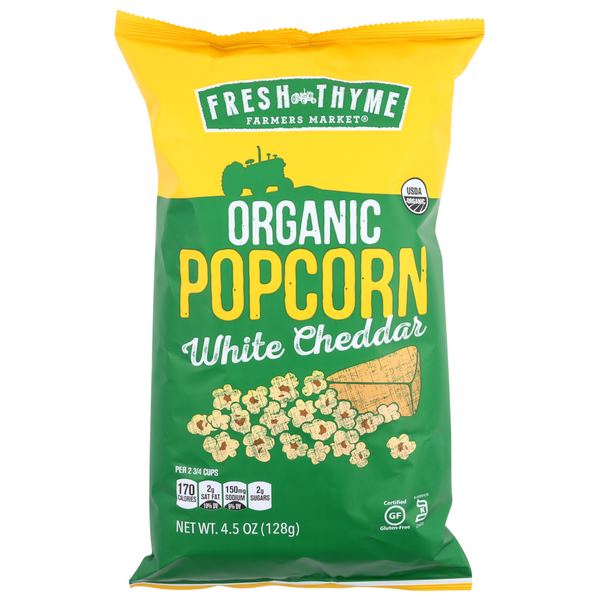 slide 1 of 1, Fresh Thyme Organic White Cheddar Pcorn, 4.5 oz