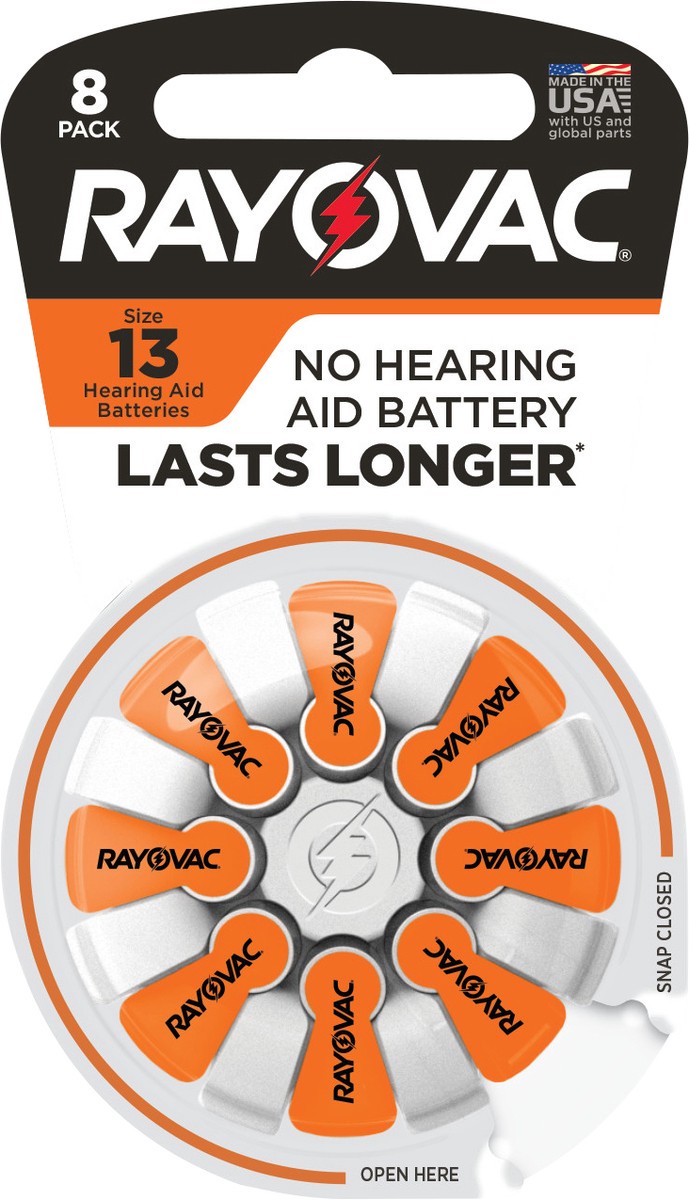 slide 2 of 5, Rayovac Size 13 Hearing Aid Batteries (8 Pack), Size 13 Batteries, 8 ct