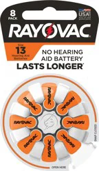 Rayovac Size 13 Hearing Aid Batteries (8 Pack), Size 13 Batteries