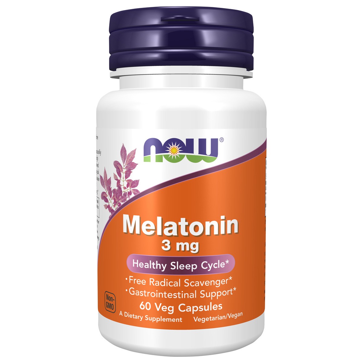 slide 1 of 4, NOW Melatonin 3 mg - 60 Veg Capsules, 60 ct; 3 mg