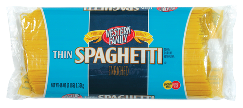 slide 1 of 1, Western Family Thin Spaghetti Noodles, 48 oz