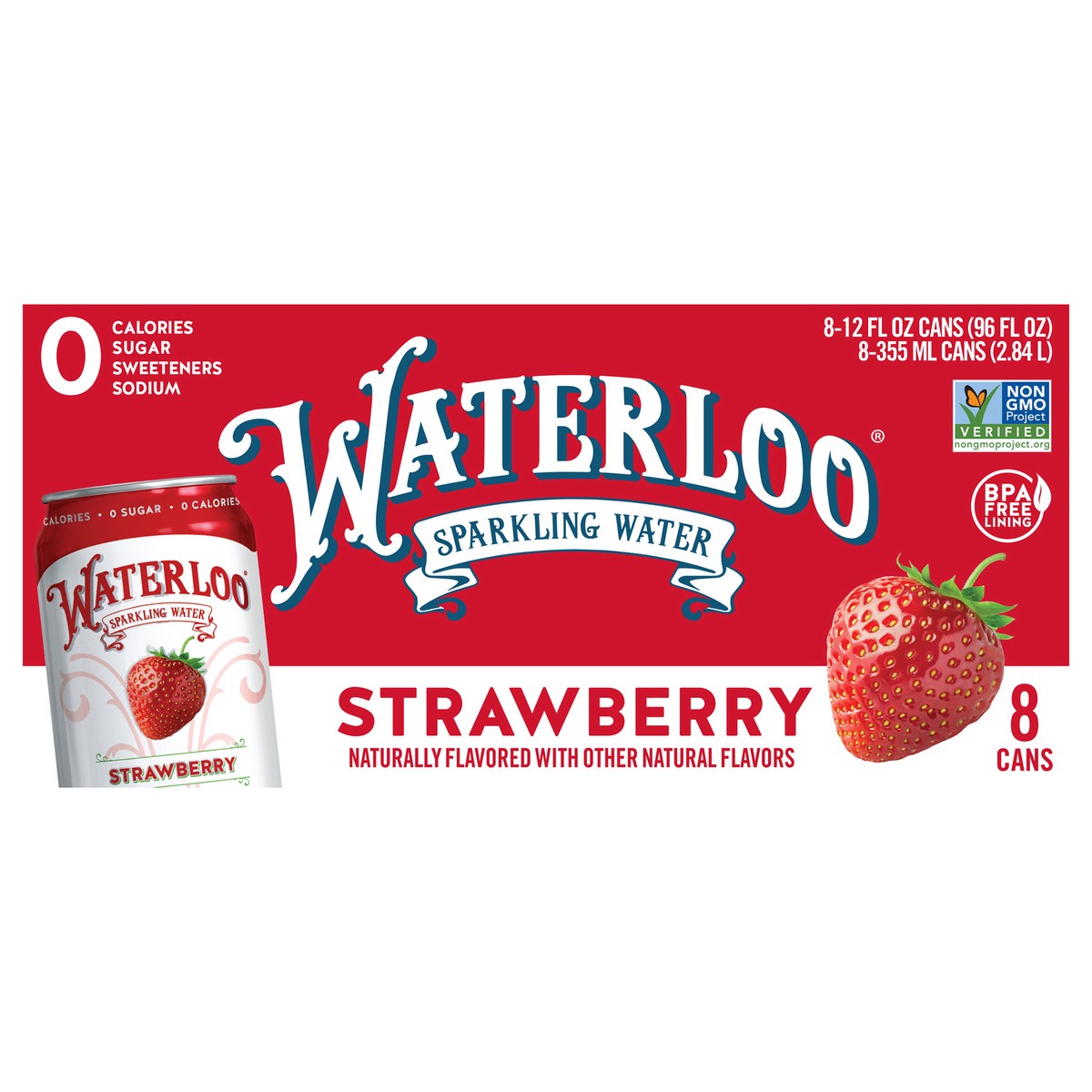 slide 1 of 2, Waterloo Sparkling Water Waterloo Strawberry Sparkling Water, 