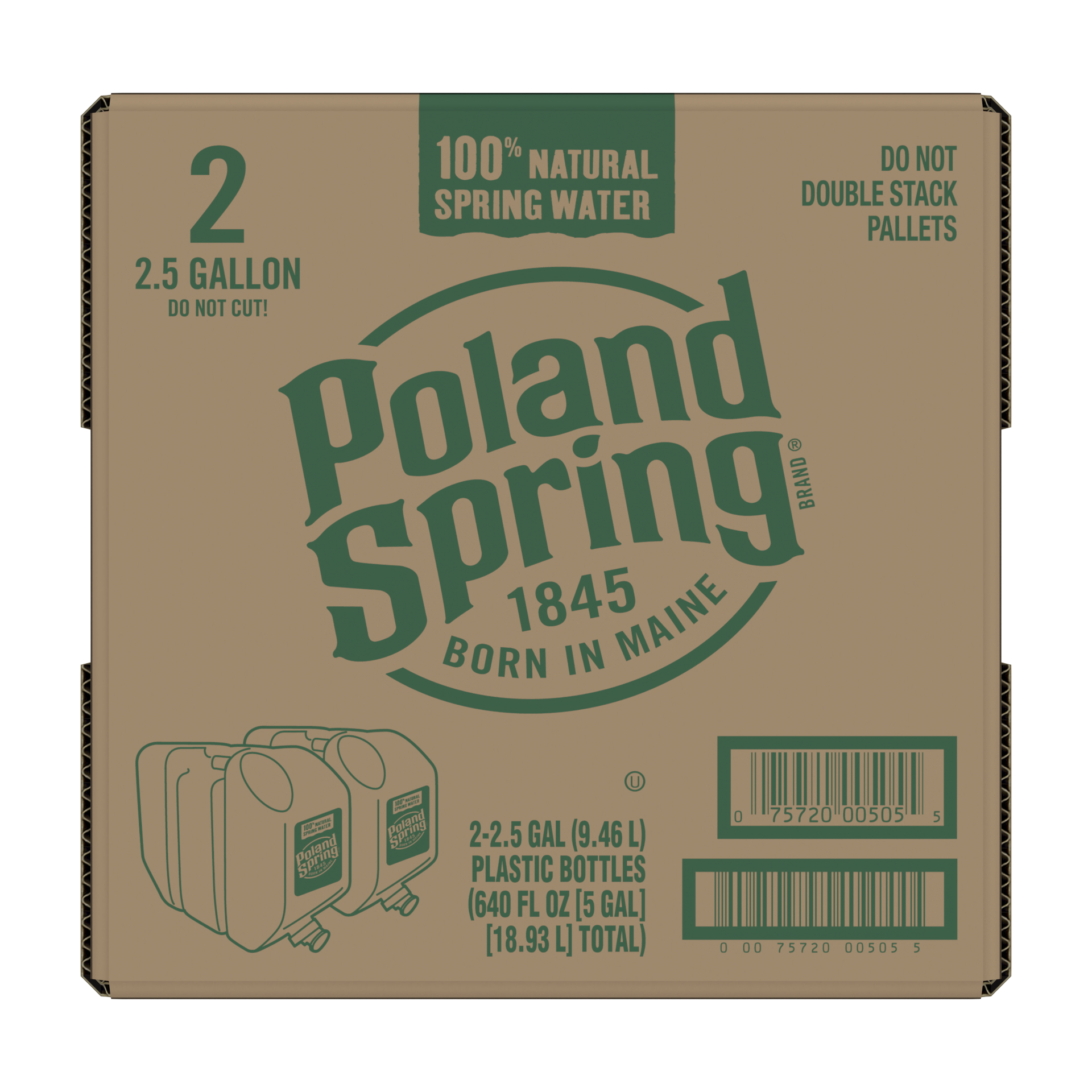 slide 2 of 5, POLAND SPRING Brand 100% Natural Spring Water, 2.5-gallon plastic jugs (Pack of 2) - 2.50 g, 2.50 g