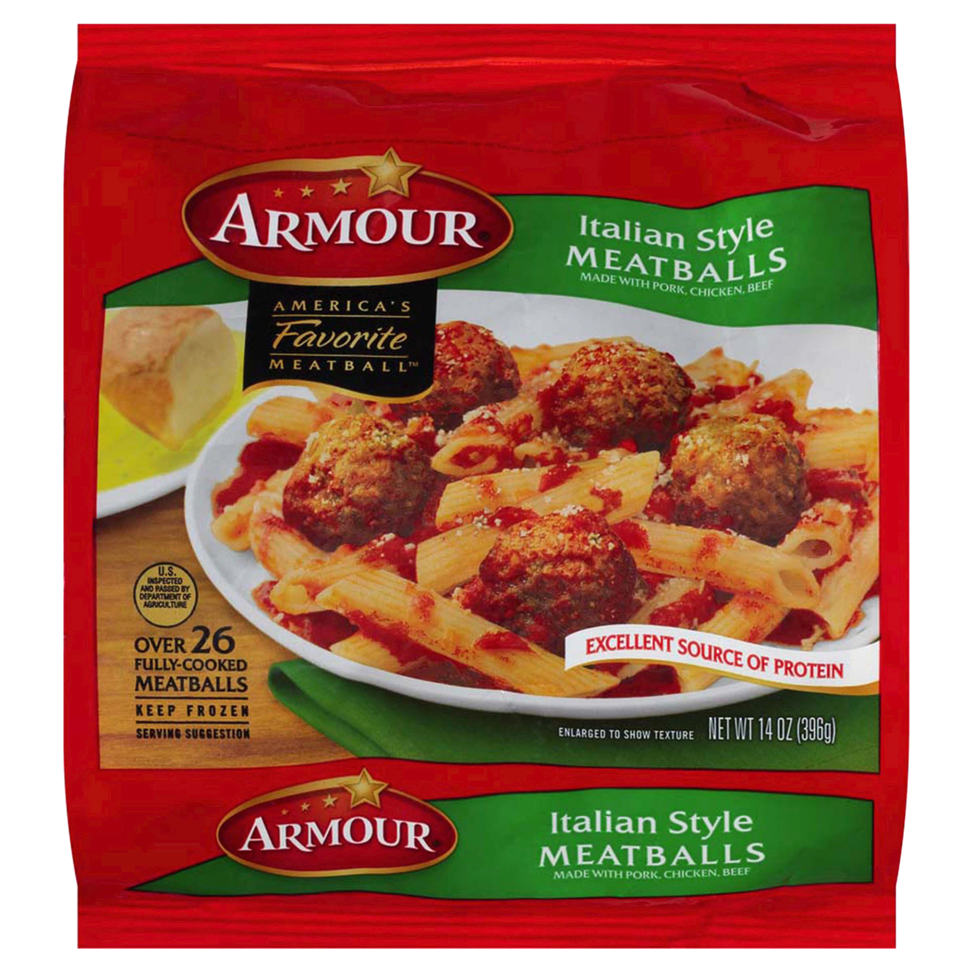 slide 1 of 6, Armour Italian Meatballs Made Pork And, 14 oz