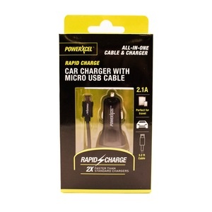 slide 1 of 1, PowerXcel Car Charger With Micro Usb Cable, 1 ct