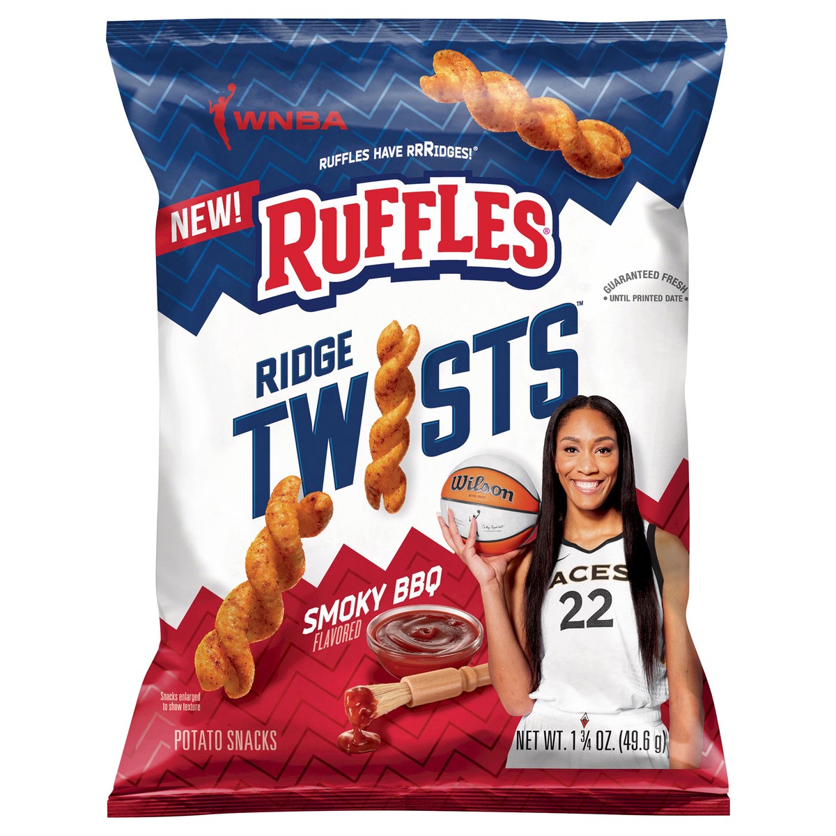 slide 1 of 8, Ruffles Ridge Twists Potato Snacks Smoky BBQ Flavored 1 3/4 Oz, 1.75 oz