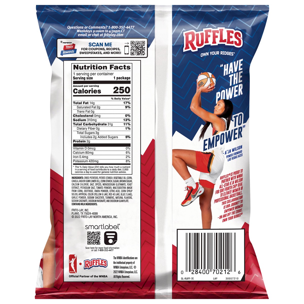 slide 8 of 8, Ruffles Ridge Twists Potato Snacks Smoky BBQ Flavored 1 3/4 Oz, 1.75 oz
