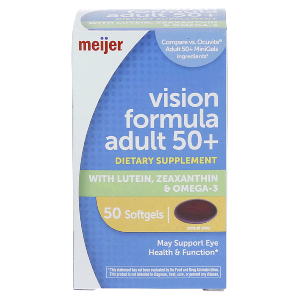 slide 1 of 1, Meijer Vision Formula Adult 50+ Softgels, 50 ct