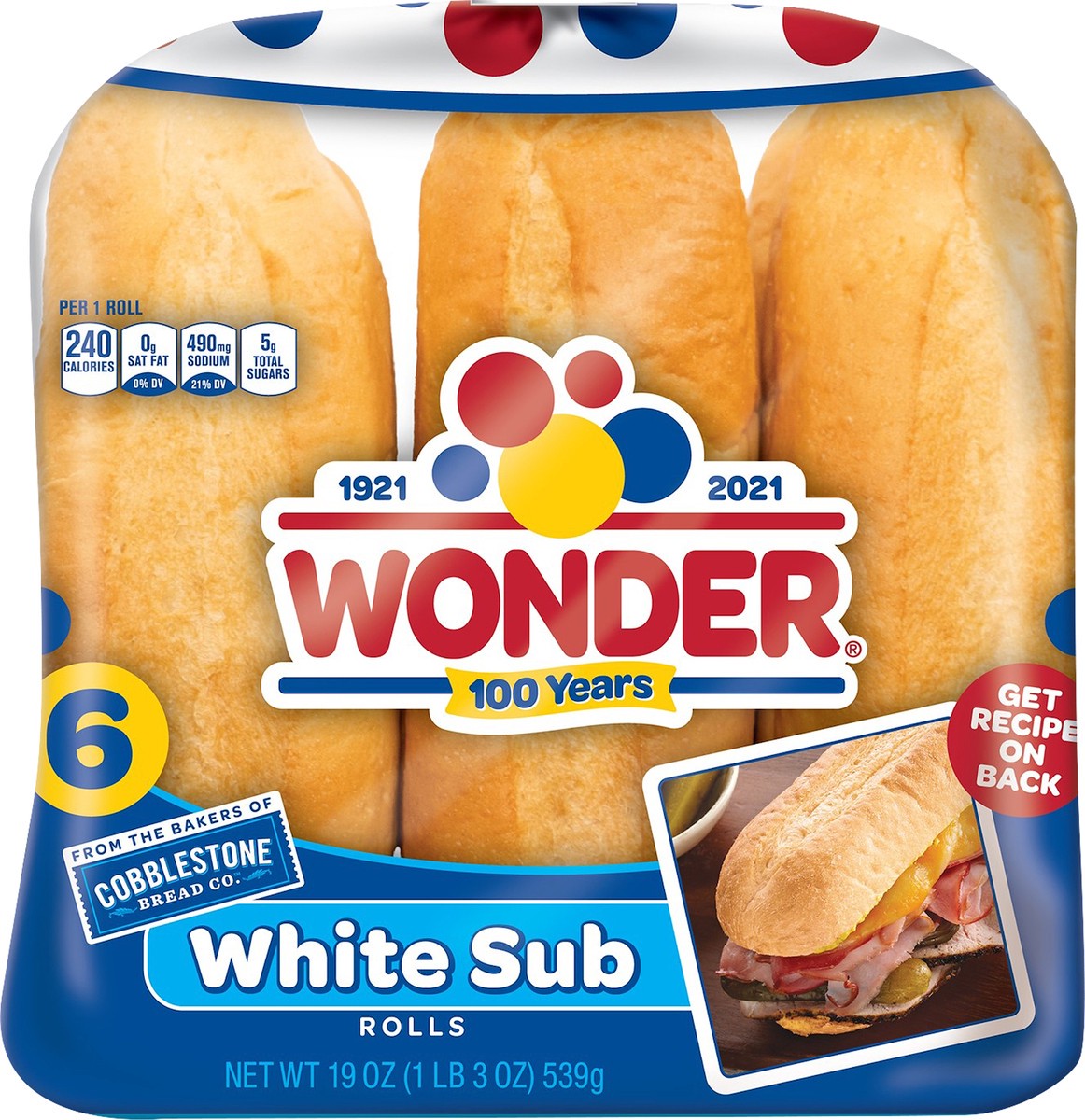 slide 6 of 11, Wonder® White Sub Rolls 6 ct Bag, 19 oz