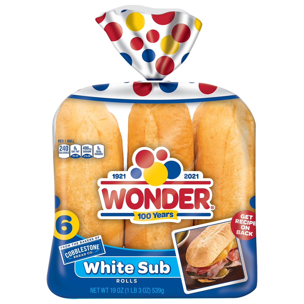 slide 11 of 11, Wonder® White Sub Rolls 6 ct Bag, 19 oz