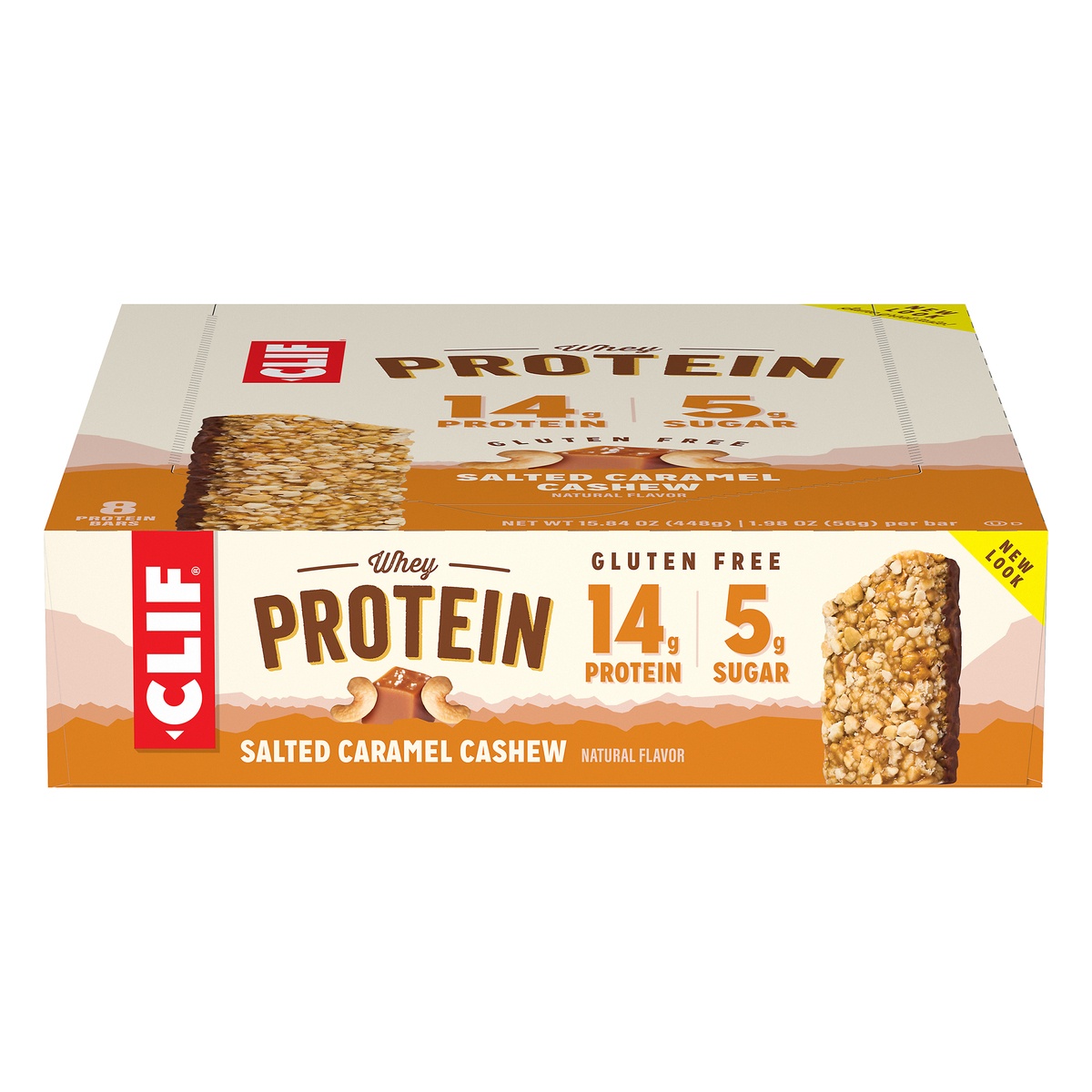 slide 1 of 10, CLIF Whey Protein Salted Caramel Cashew, 2 oz