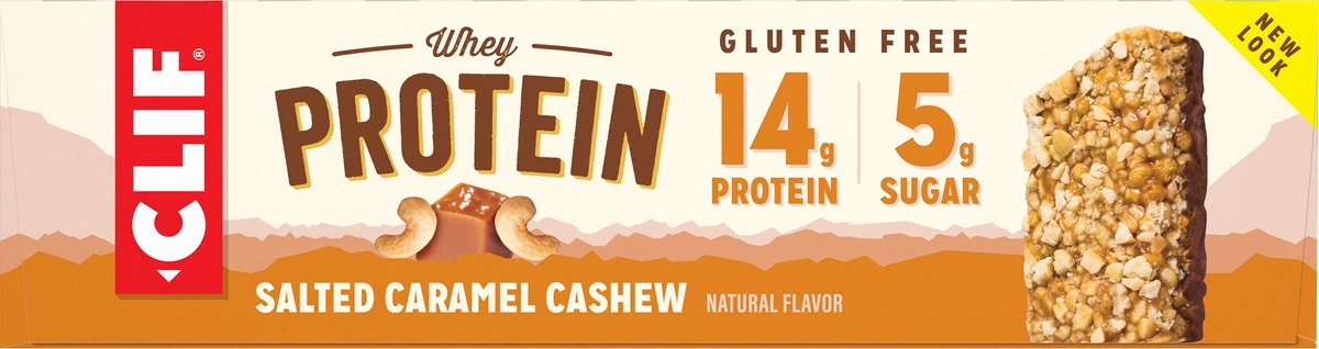 slide 9 of 10, CLIF Whey Protein Salted Caramel Cashew, 2 oz