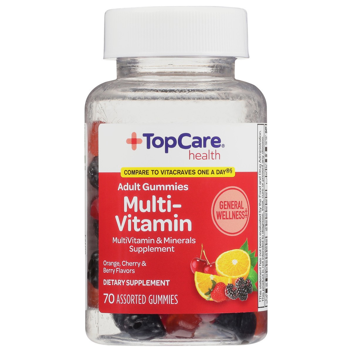 slide 16 of 17, TopCare Health Orange, Cherry & Berry Flavors Multi-Vitamin 70 Adult Gummies, 70 ct