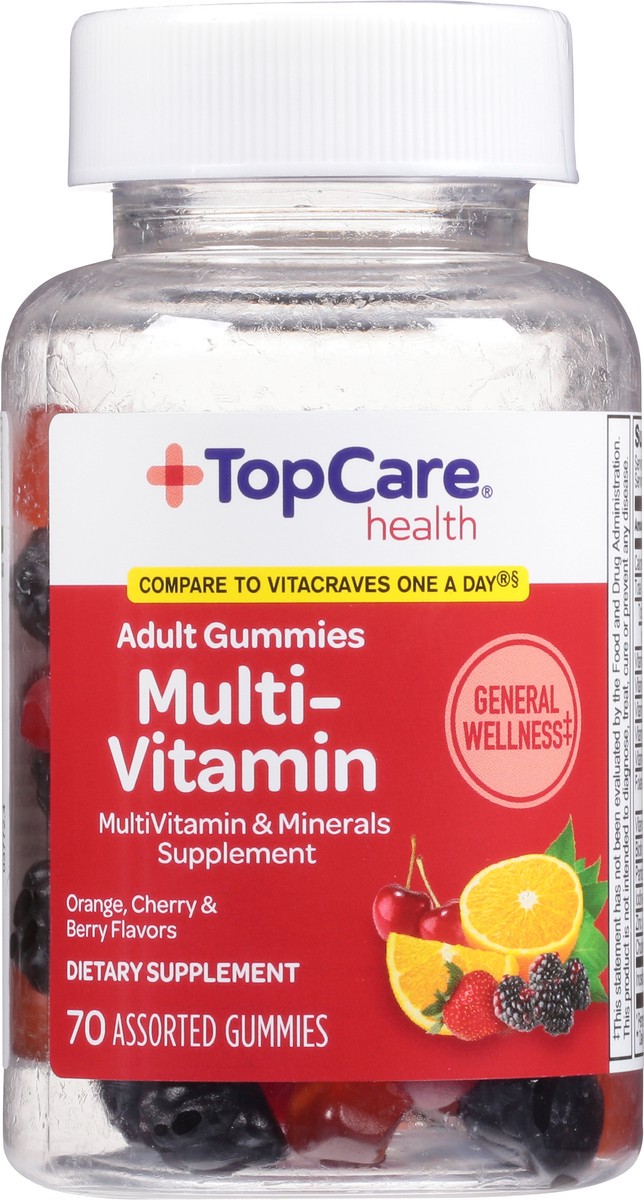 slide 2 of 17, TopCare Health Orange, Cherry & Berry Flavors Multi-Vitamin 70 Adult Gummies, 70 ct