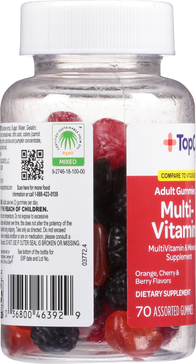 slide 9 of 17, TopCare Health Orange, Cherry & Berry Flavors Multi-Vitamin 70 Adult Gummies, 70 ct