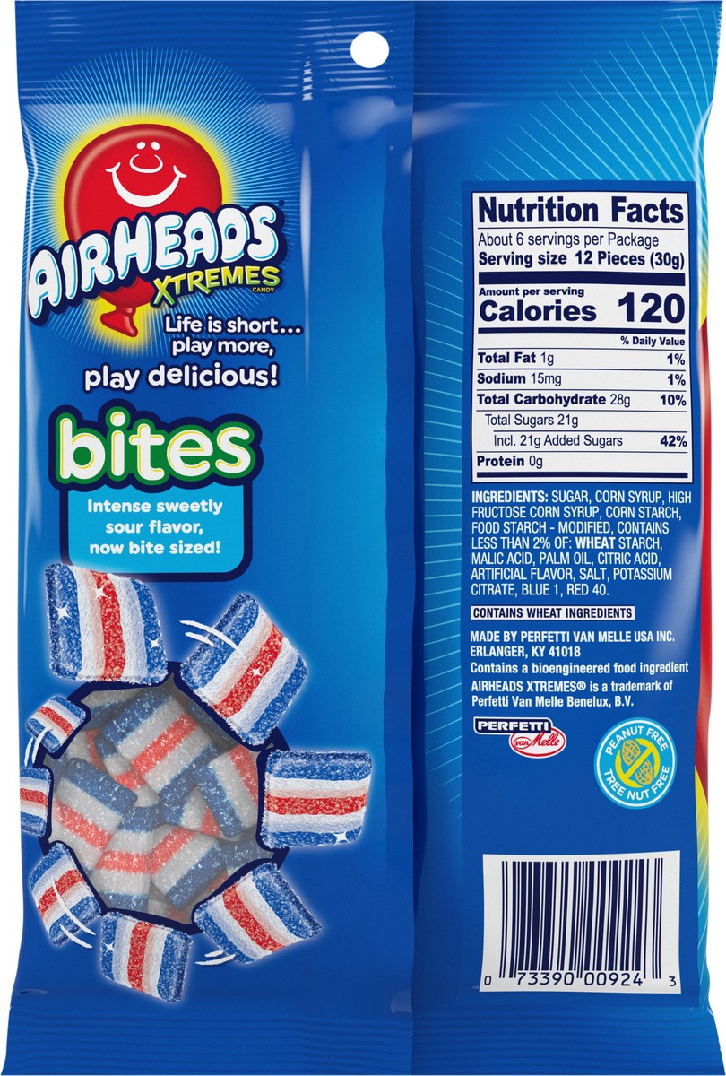 slide 2 of 3, Airheads Xtremes Bites Sweetly Sour Candy Peg Bag, Bluest Raspberry flavor, 6 Ounce, 6 oz
