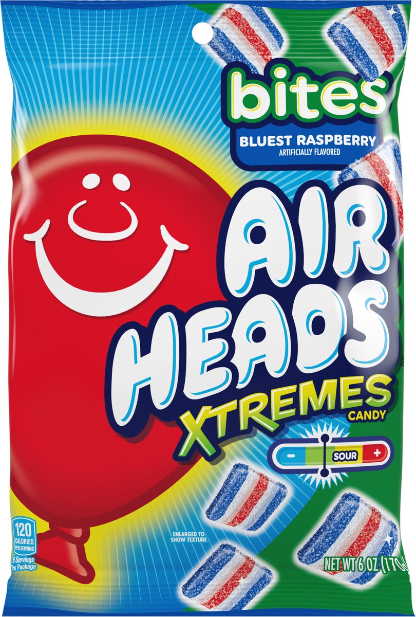 slide 3 of 3, Airheads Xtremes Bites Sweetly Sour Candy Peg Bag, Bluest Raspberry flavor, 6 Ounce, 6 oz