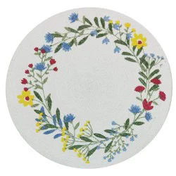 Room & Retreat Seasonal Wildflower Wreath Printed Cotton Round Placemat, 15 In
