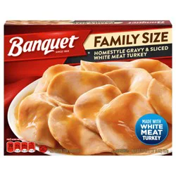 Banquet Homestyle Gravy & Sliced White Meat Turkey, Family Size, Frozen Meal, 26 oz.
