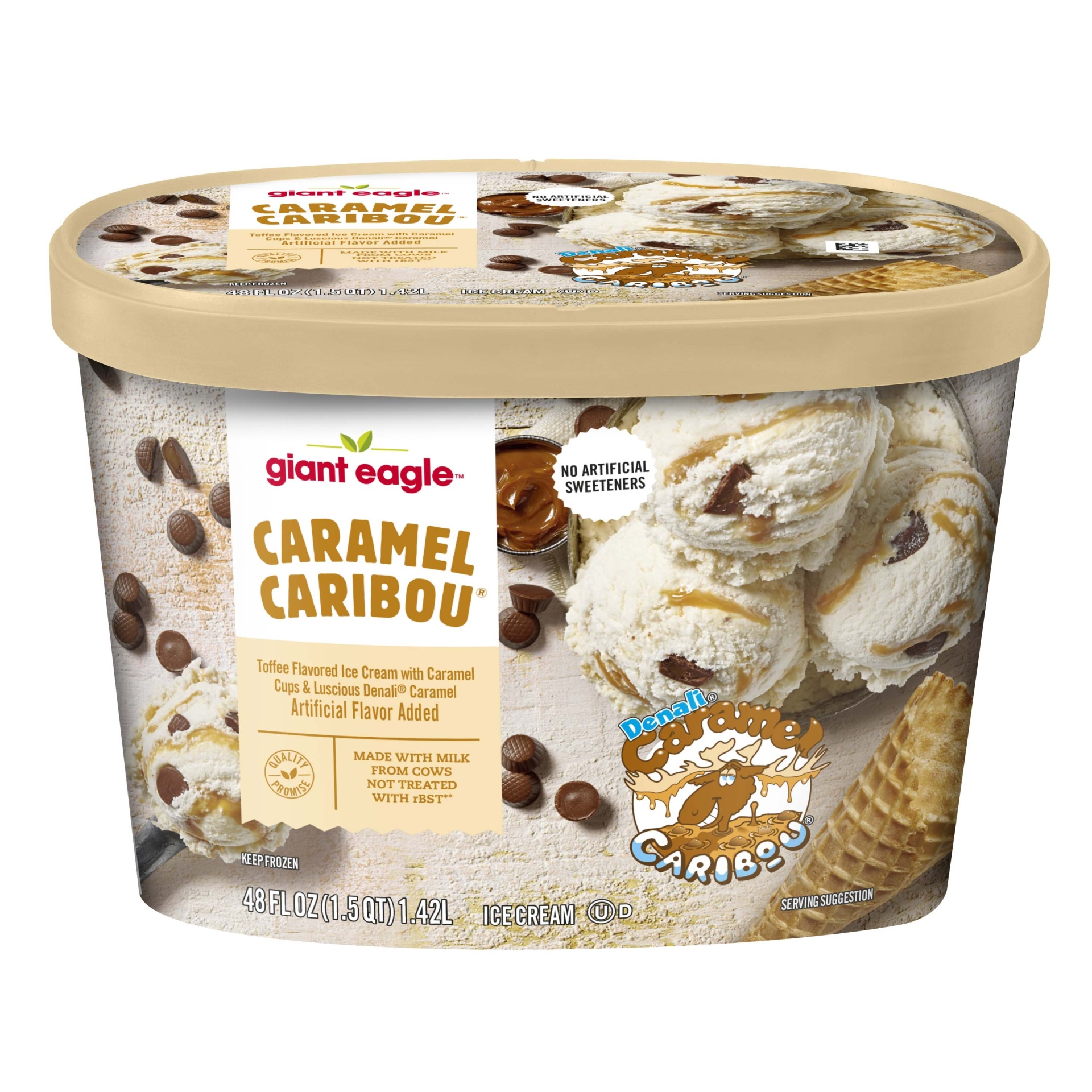 slide 1 of 1, Giant Eagle Caramel Caribou Ice Cream, 48 oz