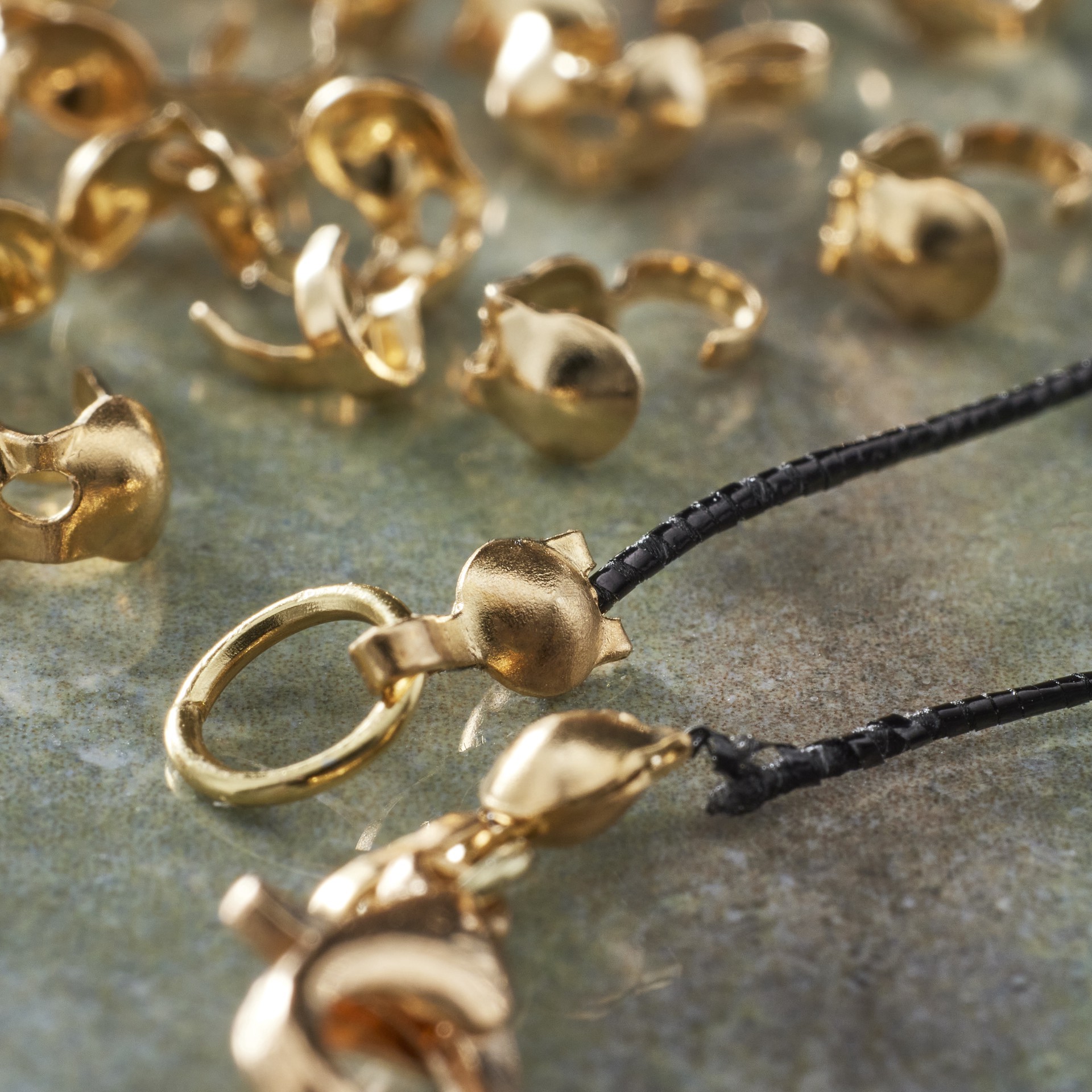 slide 2 of 2, 4mm Gold Clamshell Crimp Bead Covers By Bead Landing, 4 mm