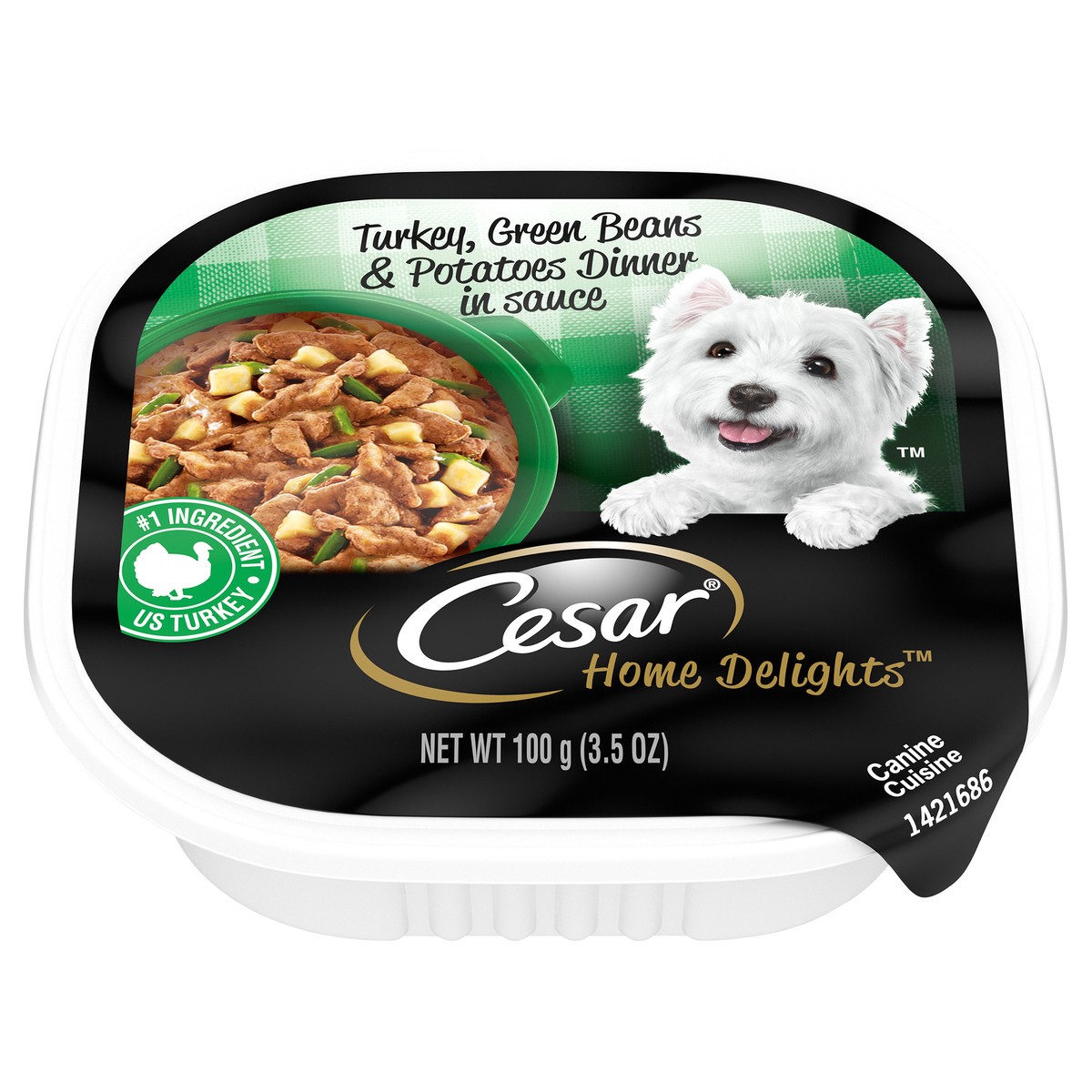 slide 1 of 5, Cesar Home Delights™ Turkey, Green Beans & Potatoes Dinner in Sauce Canine Cuisine 3.5 oz. Tray, 3.5 oz