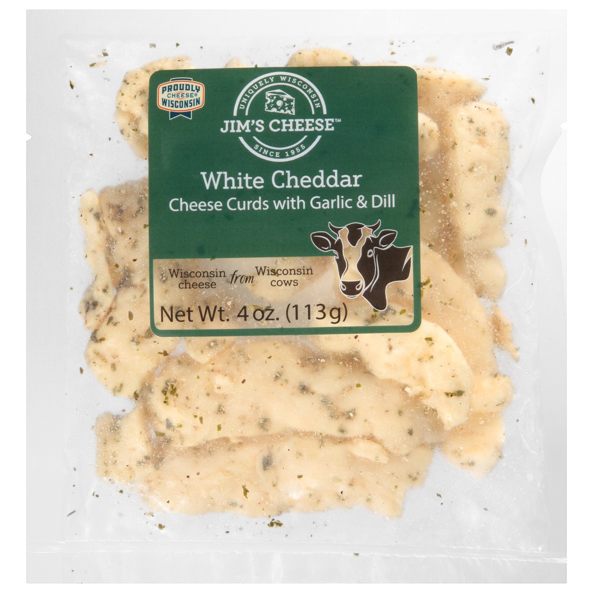 slide 2 of 11, Jim's Cheese White Cheddar Cheese Curds with Garlic & Dill 4 oz, 4 oz