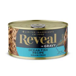 Reveal Natural Wet Cat Food Ocean Fish Recipe in Gravy 2.47oz Can