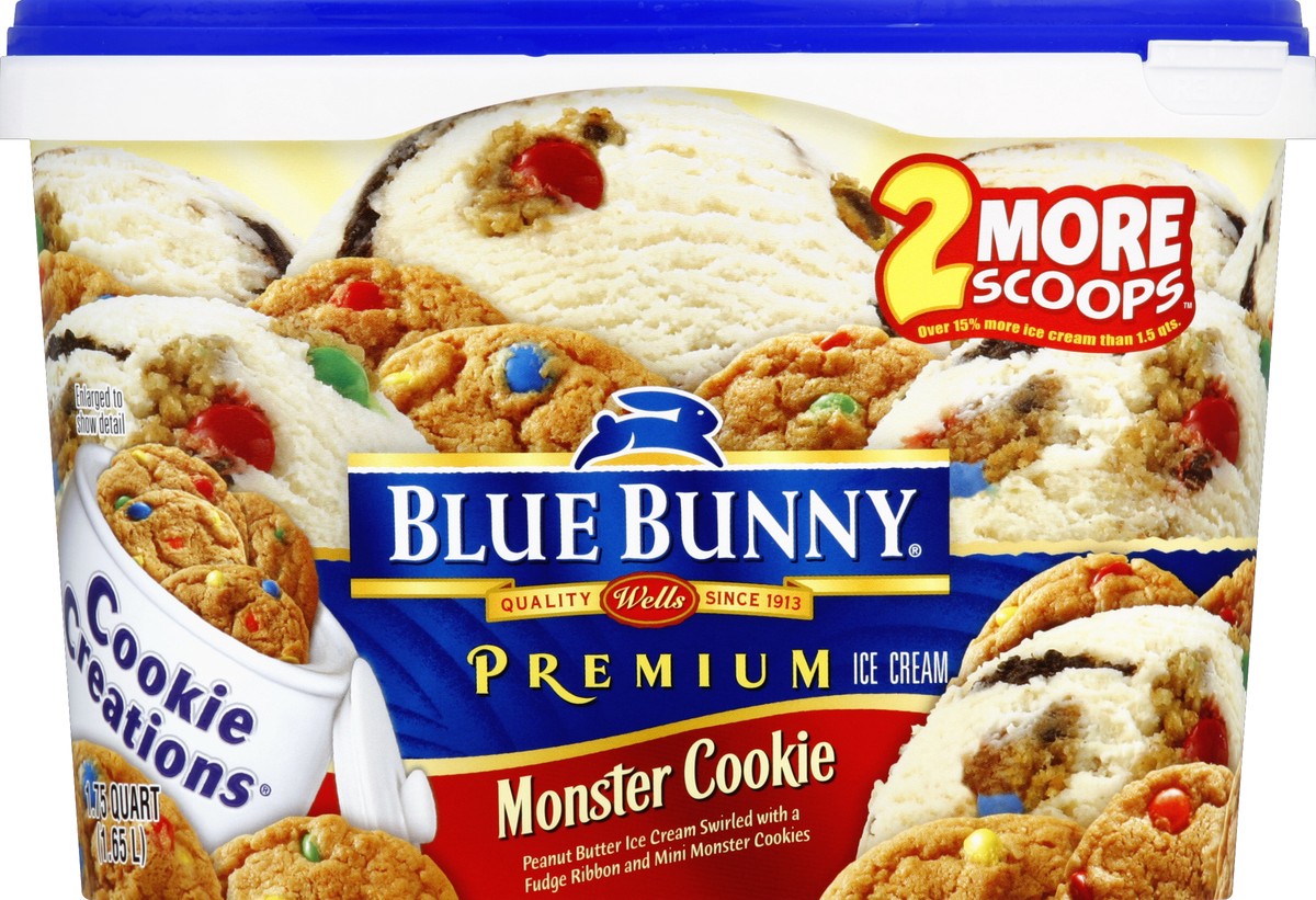 slide 5 of 6, Blue Bunny Premium Cookie Creations Monster Cookie Ice Cream, 1.75 qt