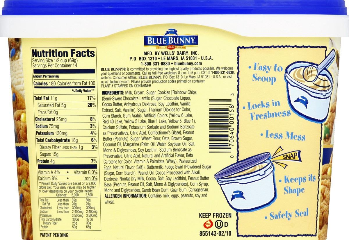 slide 6 of 6, Blue Bunny Premium Cookie Creations Monster Cookie Ice Cream, 1.75 qt