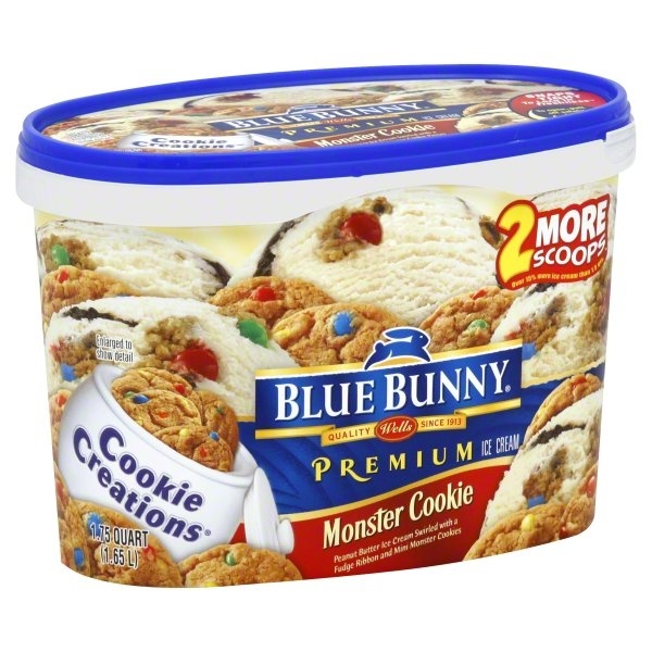 slide 1 of 6, Blue Bunny Premium Cookie Creations Monster Cookie Ice Cream, 1.75 qt