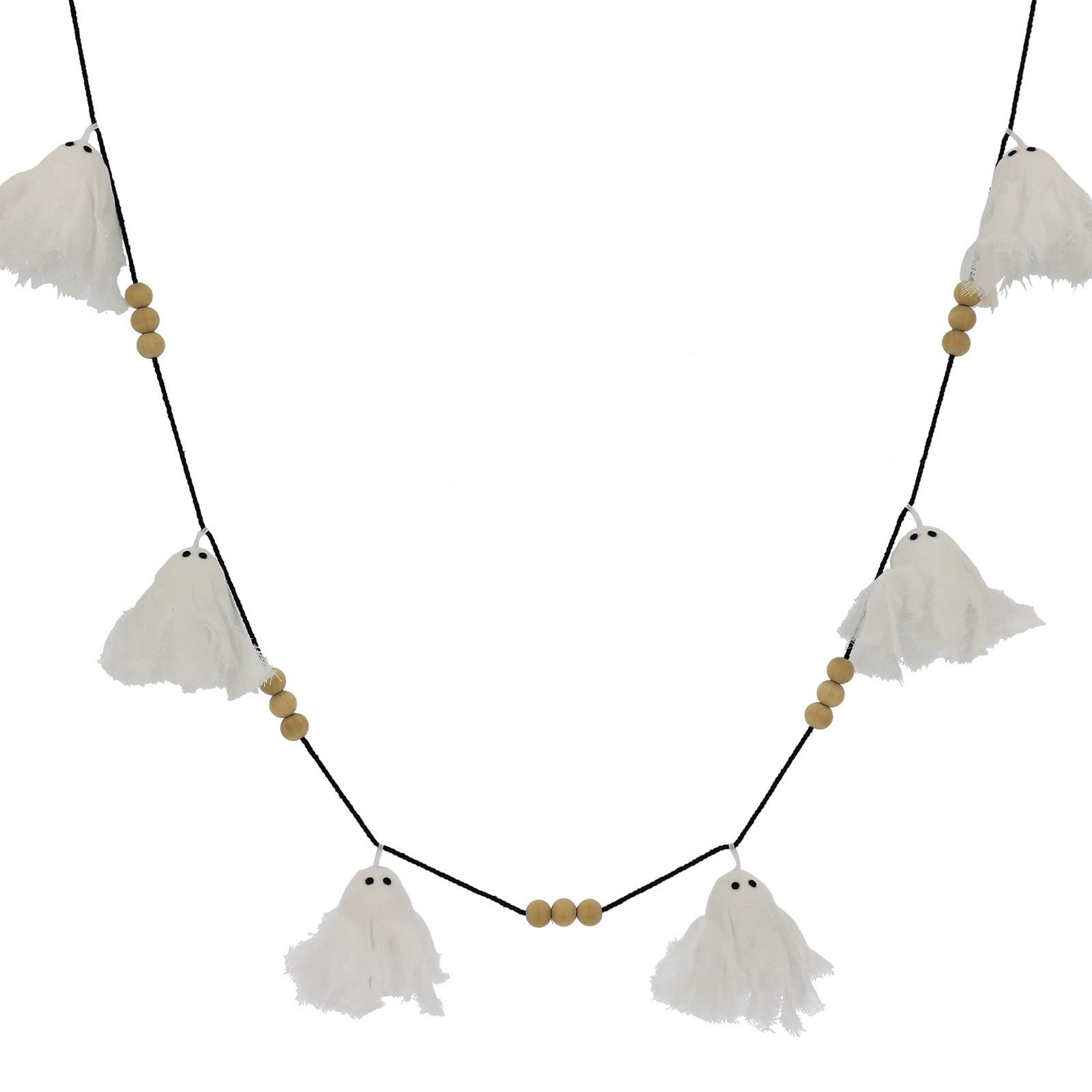 slide 2 of 2, 6ft. White Ghost & Wood Bead Garland By Ashland, 2 in x 5 in x 72 in