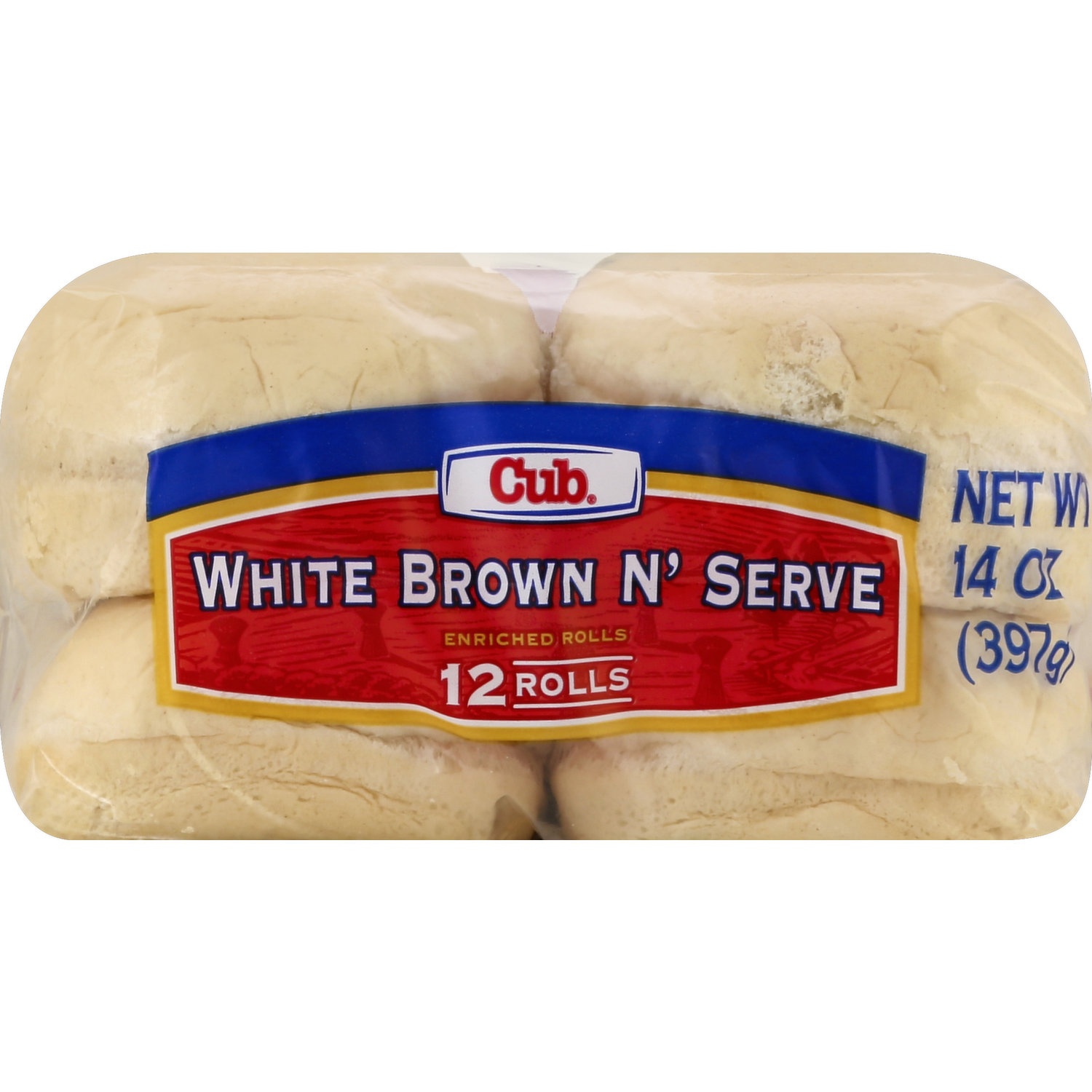 slide 1 of 1, Cub Rolls, Enriched, White, Brown N' Serve, 12 Each, 12 ct