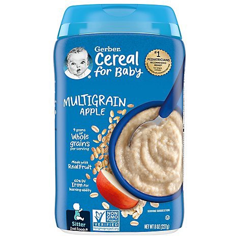slide 1 of 1, Gerber Cereal Multigrain Apple Bluberry - 6 CT, 6 ct