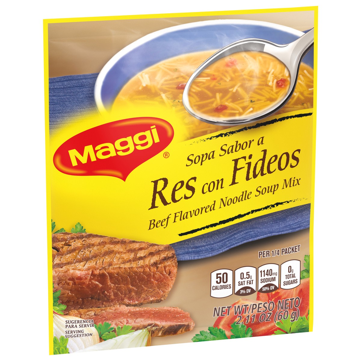 slide 9 of 9, Maggi Beef Flavored Noodle Soup Mix, 2.11 oz