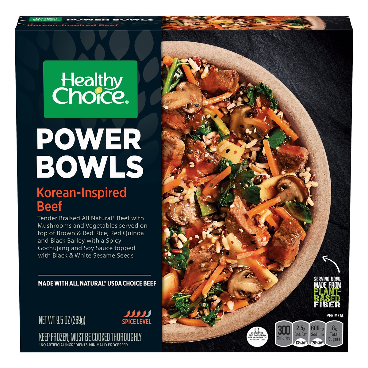 slide 1 of 2, Healthy Choice Power Bowls Korean-Inspired Beef, Frozen Meal, 9.5 OZ Bowl, 