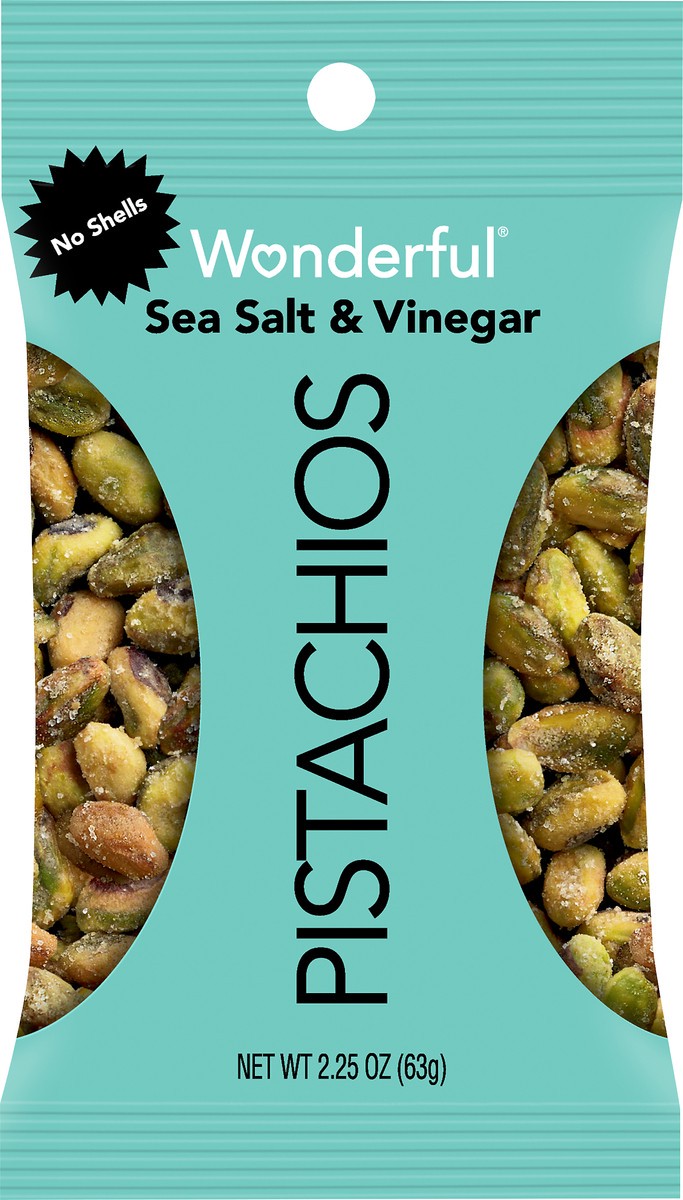 slide 1 of 10, Wonderful Pistachios, No Shells Sea Salt & Vinegar Nuts, 2.25 Ounce Bag, 2.25 oz