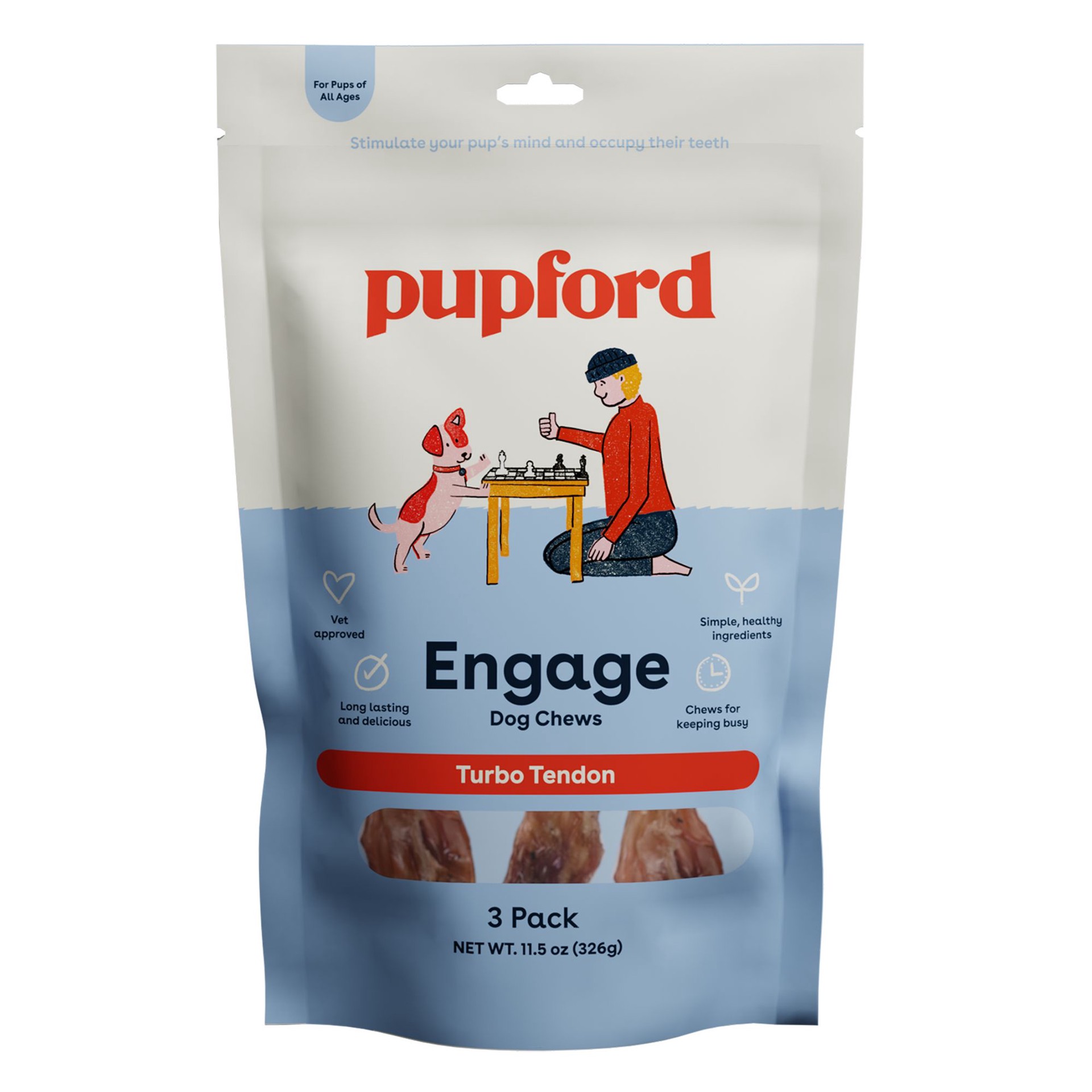 slide 1 of 1, Pupford Beef Turbo Tendon Chews for Dogs, Pack of 3, 1 ct