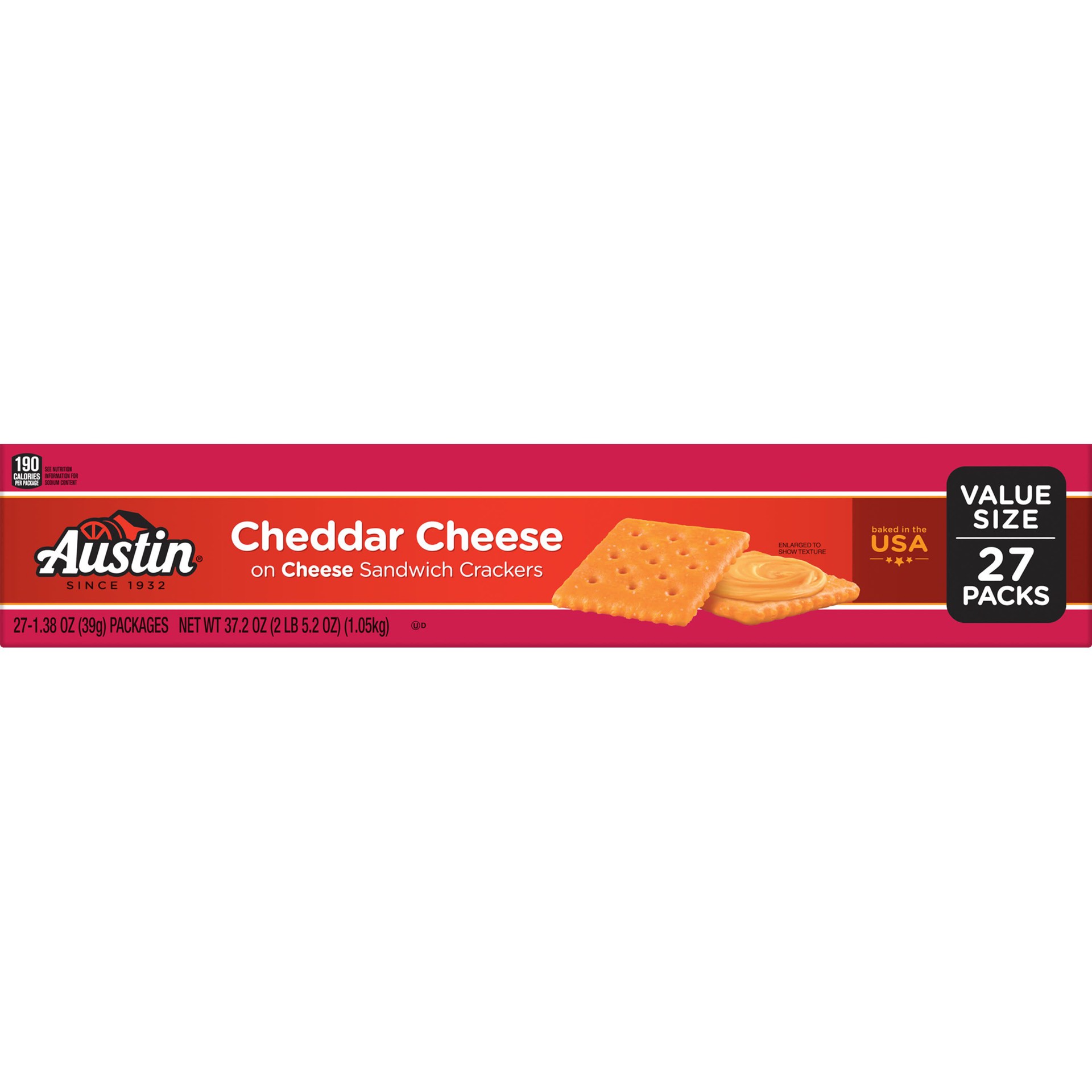 slide 4 of 5, Austin Sandwich Crackers, Cheddar Cheese on Cheese, 37.2 oz, 27 Count, 37.2 oz