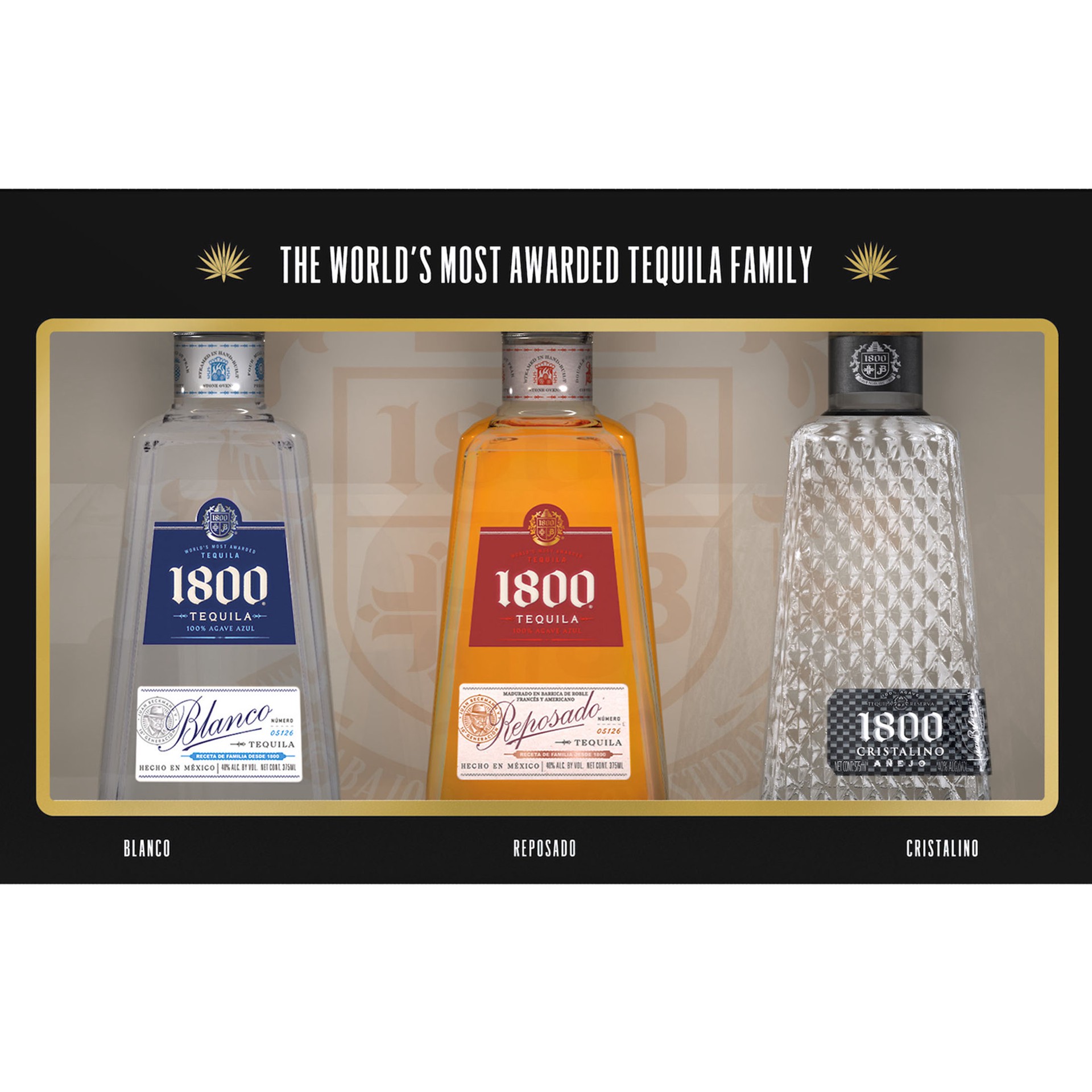 slide 5 of 5, 1800 Blanco, Reposado and Cristalino 375 ml - VAP/Gift Pack, 375 ml