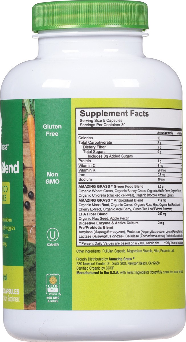 slide 7 of 9, Amazing Grass Green Superfood Original Capsules, 150 ct