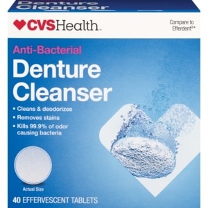 slide 1 of 1, CVS Health Denture Cleanser Anti-Bacterial Tablets, 40ct, 40 ct