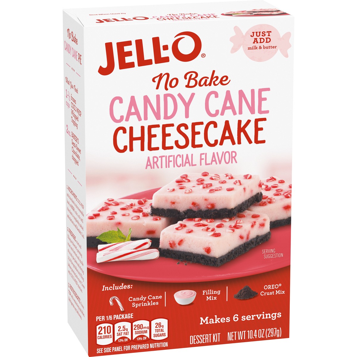 slide 2 of 9, Jell-O No Bake Candy Cane Dessert Mix 10.4 oz Box, 10.4 oz