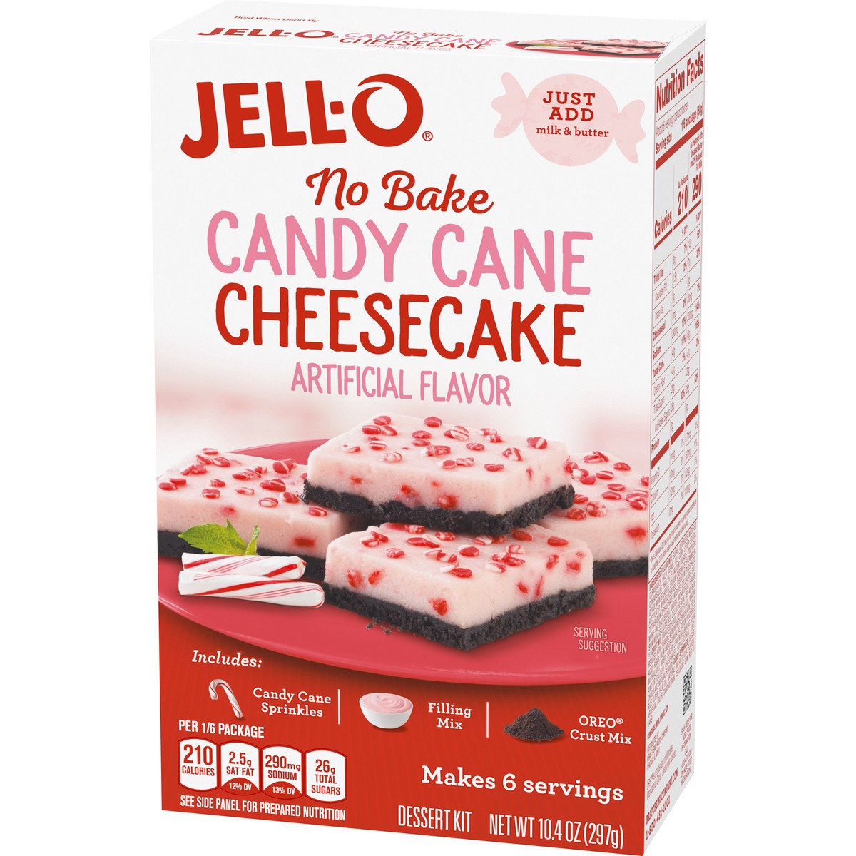 slide 3 of 9, Jell-O No Bake Candy Cane Dessert Mix 10.4 oz Box, 10.4 oz