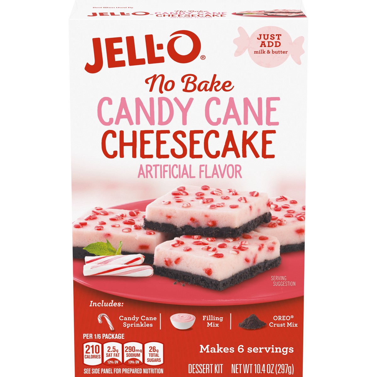 slide 1 of 9, Jell-O No Bake Candy Cane Dessert Mix 10.4 oz Box, 10.4 oz