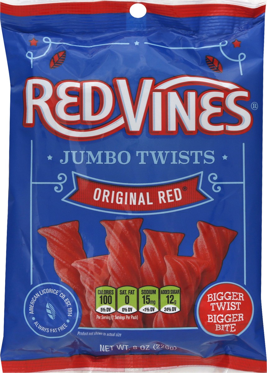 slide 2 of 9, Red Vines Jumbo Twists Original Red Candy 8.0 oz, 8 oz