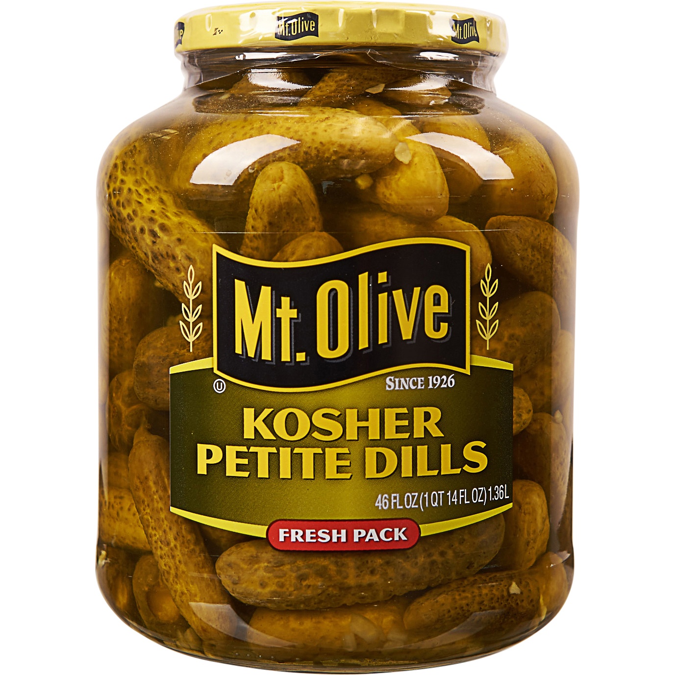 slide 1 of 1, Mt. Olive Kosher Petite Dills, 46 oz