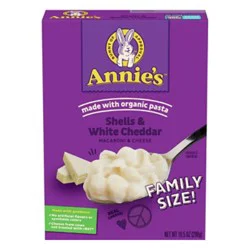 Annie's Shells and White Cheddar, Made with Organic Pasta and Real Cheese, Family Size, 10.5 oz