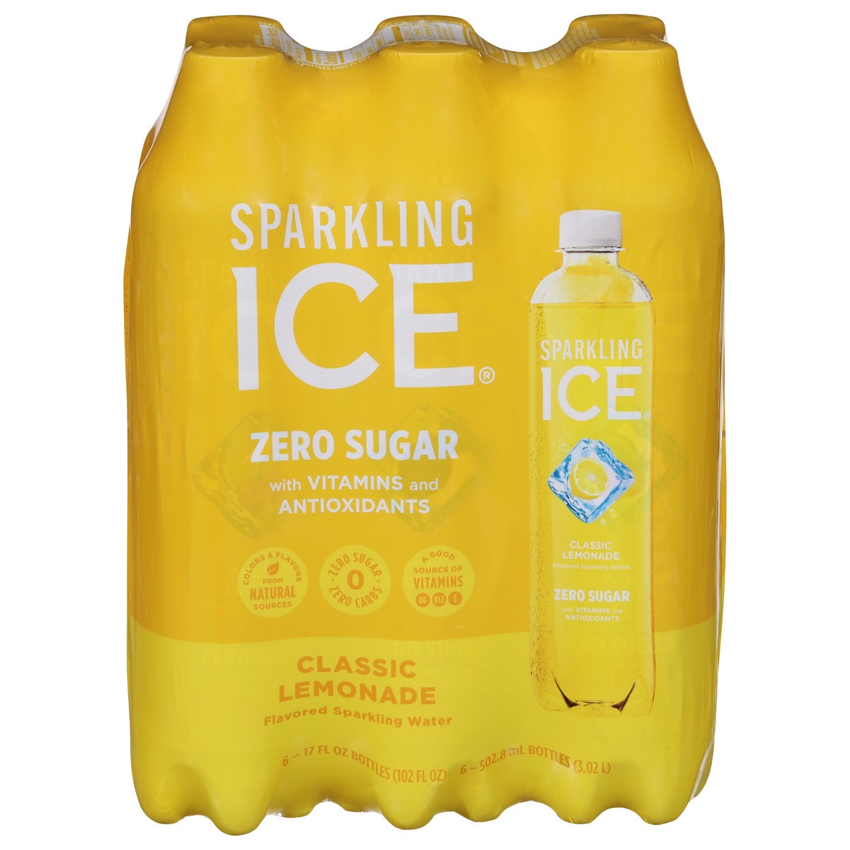 slide 2 of 14, Sparkling ICE 6 Pack Zero Sugar Classic Lemonade, 6 ct